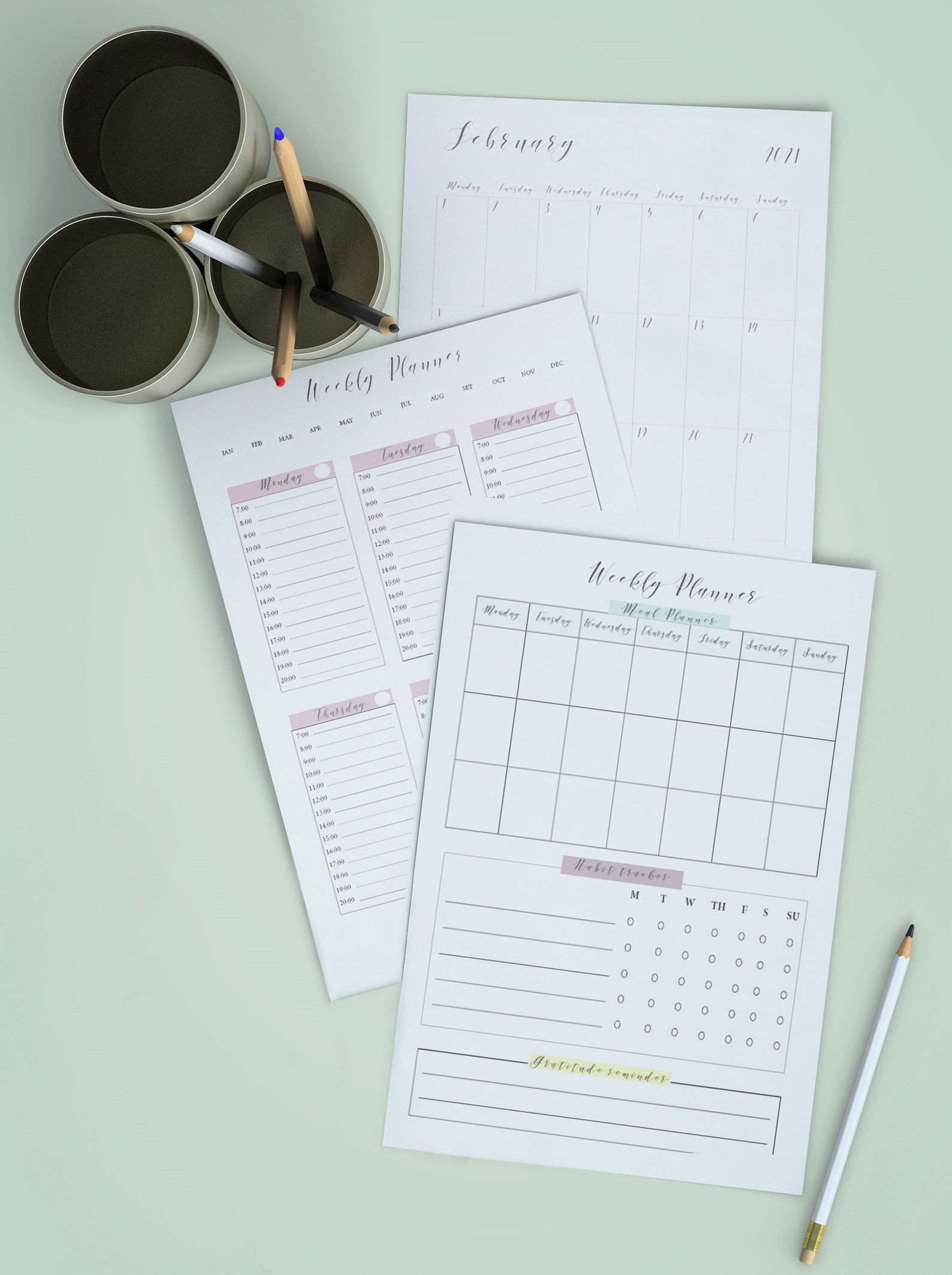 MONTLY PLANNER 2021 Printable for instant download 2 pages | Etsy