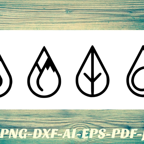 Four Elements Svg file tear drop Png file Cricut Cameo Silhouette vinyl decal, iron on, heat transfer vinyl, infusible ink, sublimation, htv