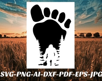 Bigfoot SVG file big foot forest PNG file bundle Cricut Cameo Silhouette vinyl decal, iron on, heat transfer vinyl sublimation infusible ink