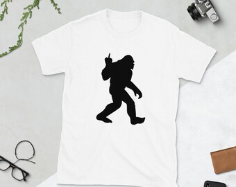 Big foot Short-Sleeve Unisex T-Shirt Bigfoot tee middle finger yeti Sasquatch shirt