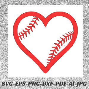 May include: Red heart-shaped outline with a baseball stitch pattern inside.