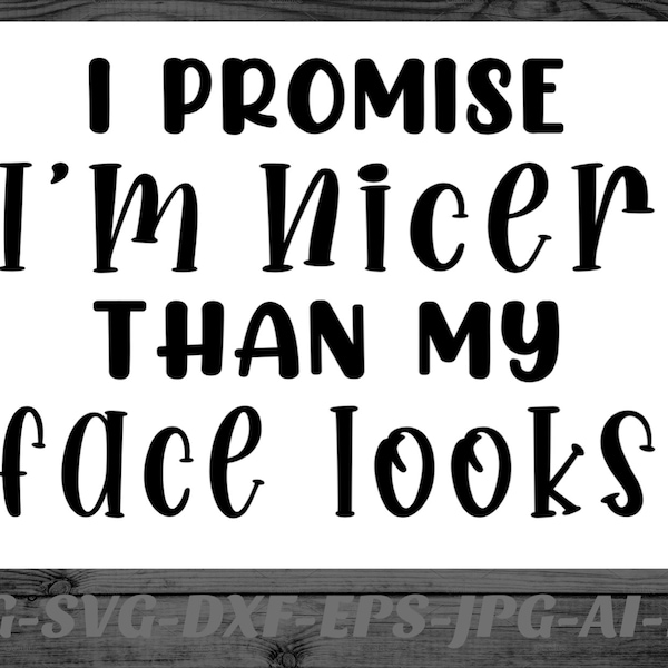 Mom Svg I promise I’m Nicer than my face looks Png Cricut Cameo vinyl decal, iron on, heat transfer vinyl, infusible ink, sublimation, htv