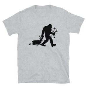 Big foot Short-Sleeve Unisex T-Shirt Bigfoot tee deer hunter shirt bow hunt shirt yeti Sasquatch Sport Grey