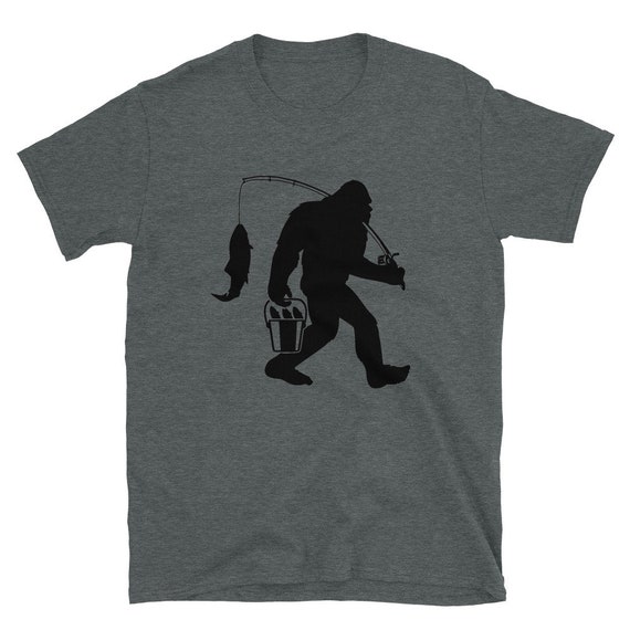 Bigfoot Fishing Short-sleeve Unisex T-shirt Big Foot Shirt Fishing Tee Yeti  Shirt Sasquatch T 