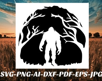 Bigfoot svg big foot png Forest Svg file Cricut Cameo Silhouette vinyl decal, iron on, heat transfer vinyl, infusible ink, sublimation, htv