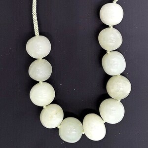 Green Serpentine Stone Polished Bead Necklace Hand Made 20&quot;