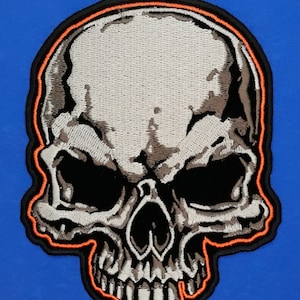 Large Half Skull Iron On Sew On Embroidered Patch 4 &quot;X 5&quot;