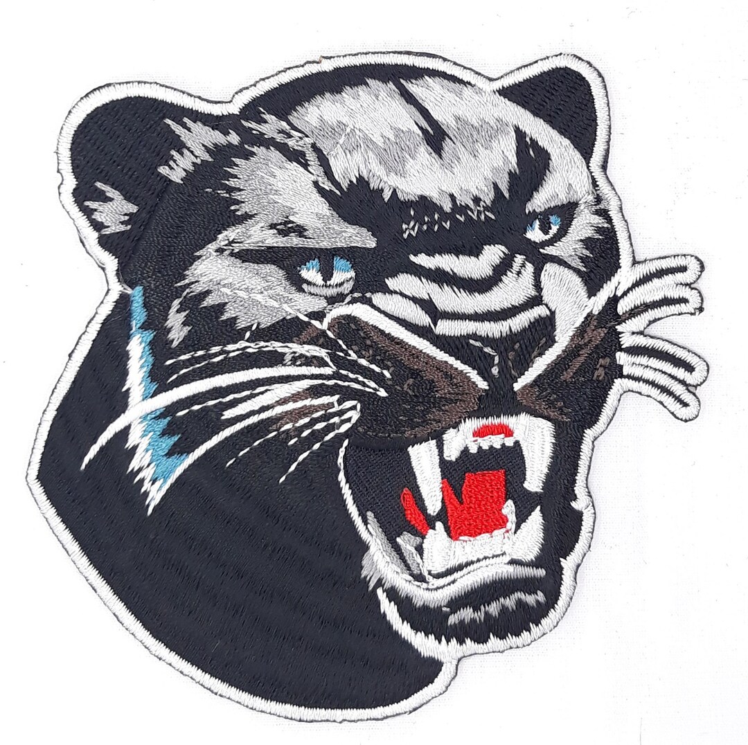 Black Panther Eyes Patch Embroidered Iron-on Applique - Wild Animals Nature DIY - Hungry Bear Designs