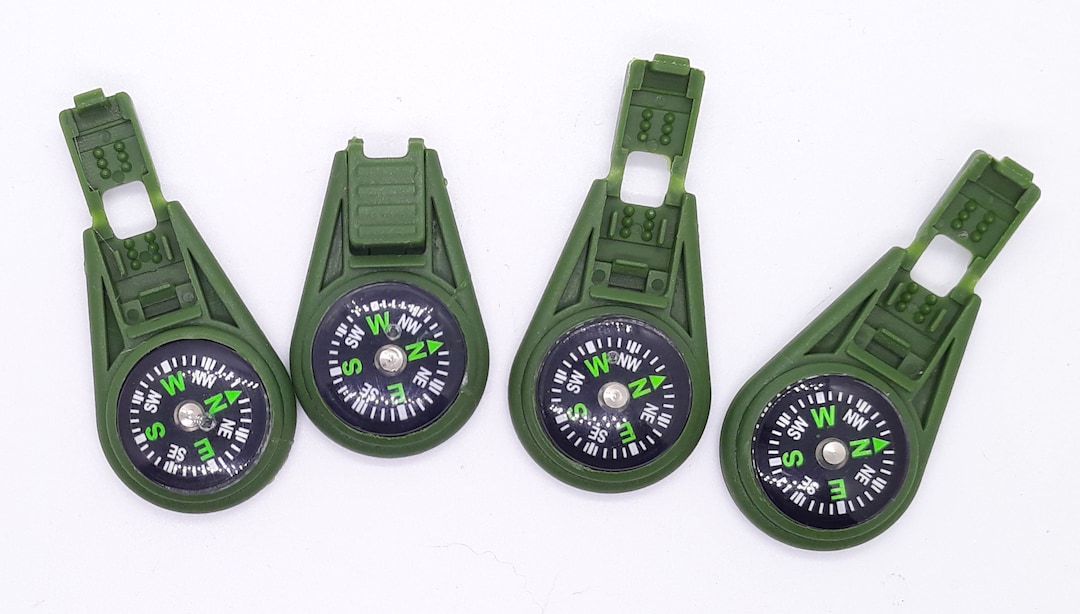 Compass Zipper Pull Liguid Filled Forest Green 4 Pieces for Etsy