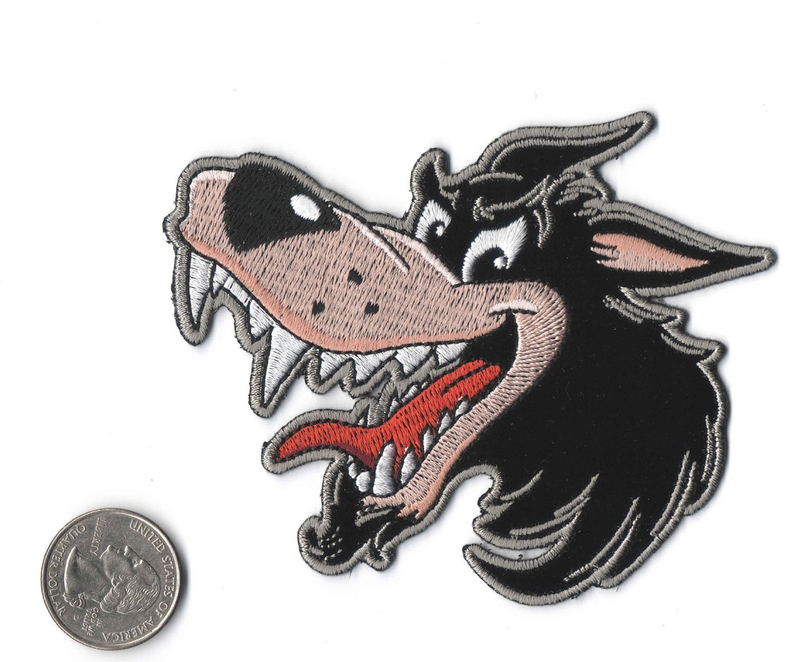 Cartoon Style Wolf Iron On Sew On Embroidered Patch 4 X Etsy