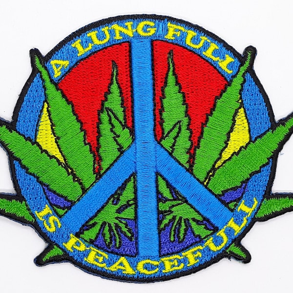 A Lung Full Is Peacefull Leaves Iron On Sew On Embroidered Patch 3 3/4 " X 3 "