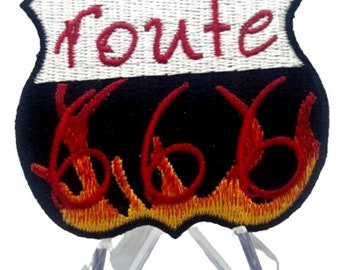 Route 666 Devil's Highway Iron On Sew On Embroidered Patch 3 "x 2 1/4"