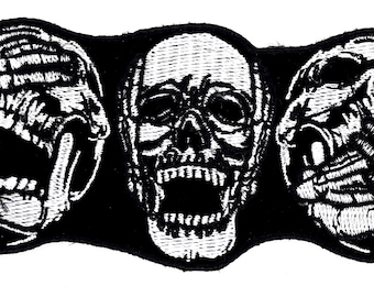 No Evil Skulls Patch - Hear See Speak Skeleton Skull - Iron On