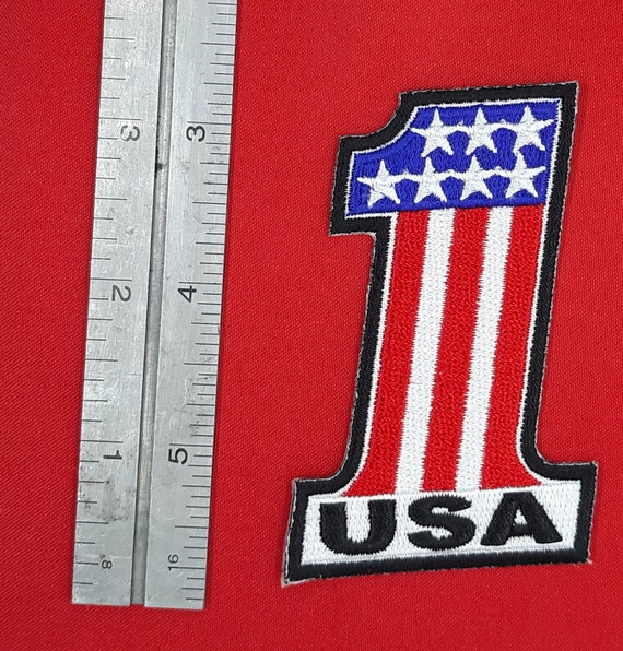 Patch, Embroidered Patch (Iron-On or Sew-On), Retro Number 1 USA