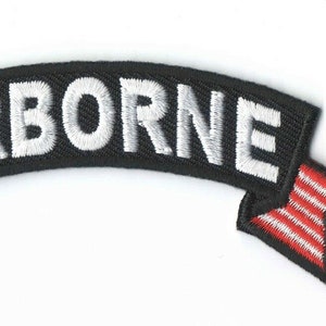 Airborne With Flags Rocker Style Iron on Sew on Embroidered Patch 4