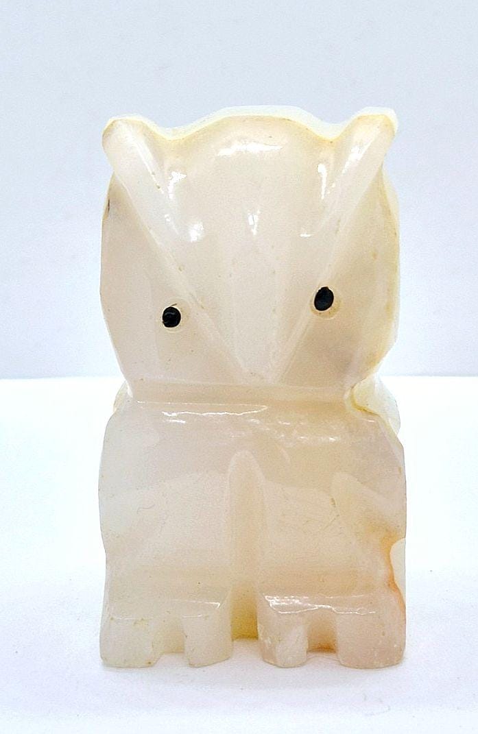Small Hand Carved Onyx Owl Figurine 2 1/2 Inches Tall
