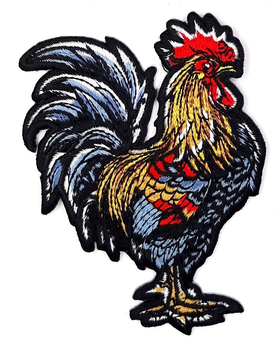 Rooster - Vibrant Colors Iron on Embroidered Patch 3"x 3 3/4" Detailed ...