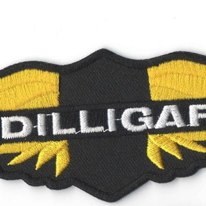 Dilligaf Wings Iron On Sew On Embroidered Patch 5 3/4" X 1 7/8"