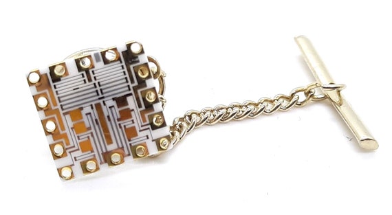 Computer Chip - Gold  Mens Tie Tack Lapel Pin Jew… - image 1