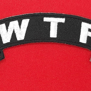 WTF US Flag Rocker Style Iron On Sew On Shoulder Patch 4"x 1 1/2"