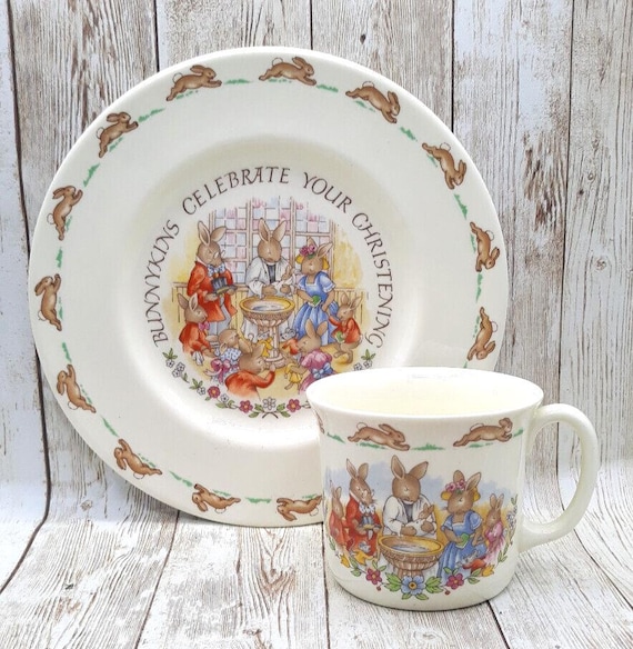 Royal Doulton Bunnykins Celebrate Your Christening Plate Cup