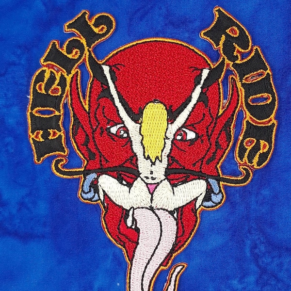 Hell Ride Girl Riding Devil's Tongue Sew-On Embroidered Patch 3 1/4"X 4"