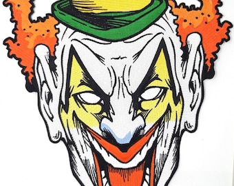 Joker - Clown With Derby Hat  Sew-On Iron-On Embroidered Back Patch 8 3/4" X 11"