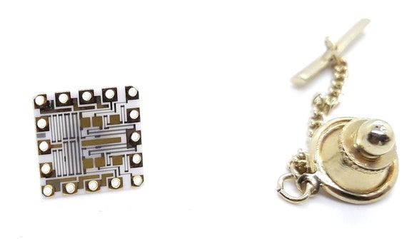 Computer Chip - Gold  Mens Tie Tack Lapel Pin Jew… - image 3