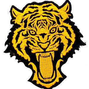 Angry Tiger Front Profile  Iron On Embroidered Patch 3.75&quot;x4&quot;