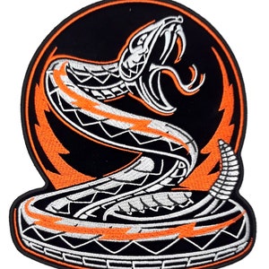 Coiled Diamondback Rattlesnake Iron On Embroidered Back Patch 7" x 8"