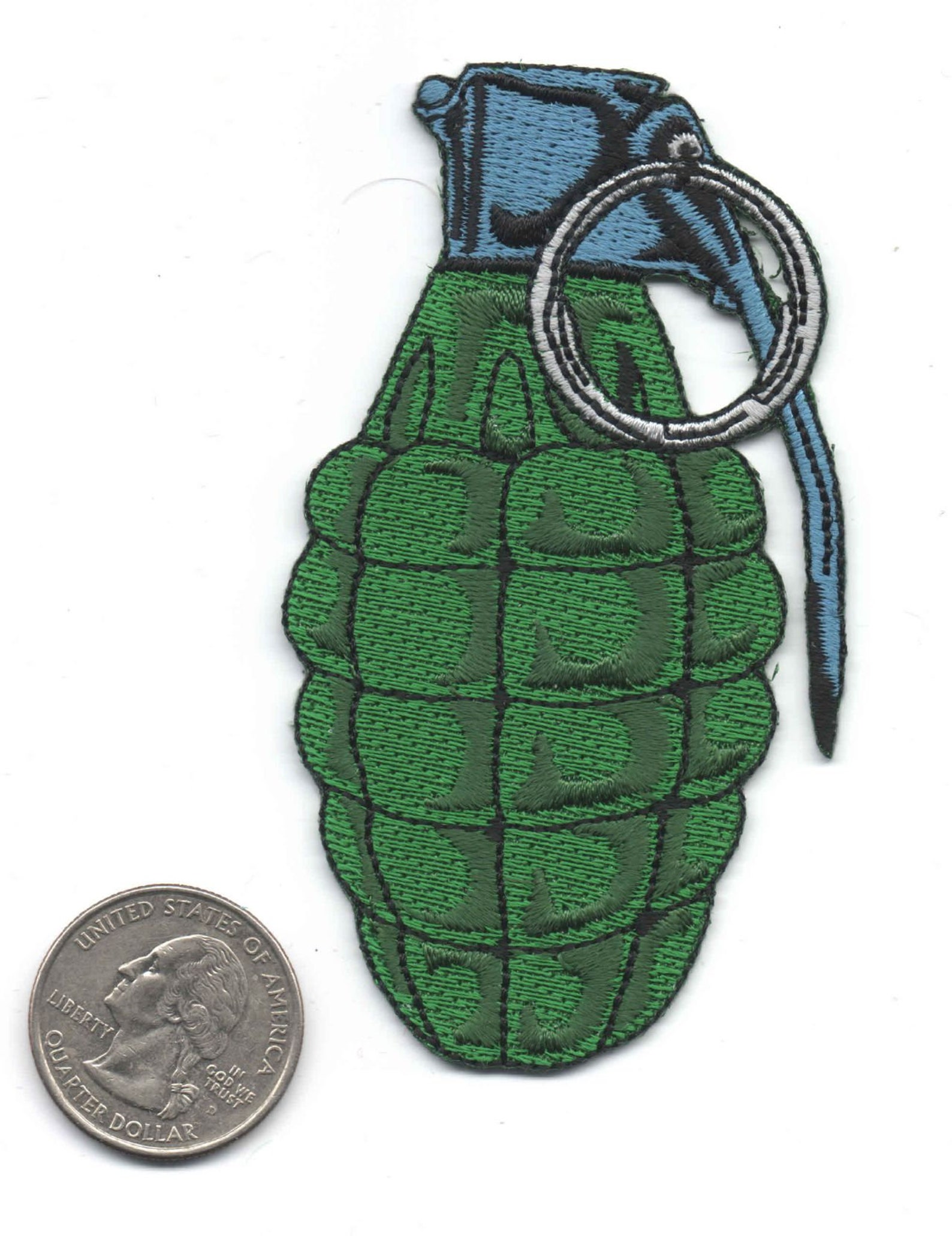 thumbnail image 2 of Hand Grenade Embroidered Patch – Iron-On/Sew-On, Biker Jacket, Military Style, P452 2 of 2