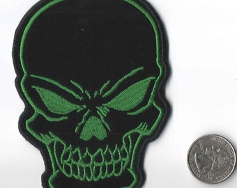 Grinning Black Skull Iron On Sew On Embroidered Patch 3 "x 4 2.5 "
