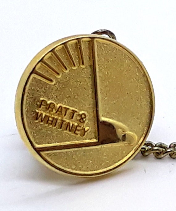 Pratt & Whitney Aerospace Logo Gold Tone Metal Ti… - image 1