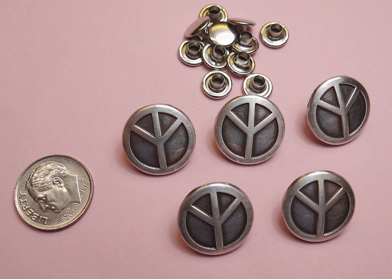 34 Peace Sign Small Conchos Concho 5 Count Approx