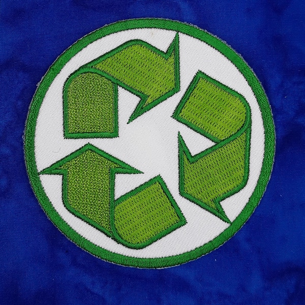 Recycle Emblem Iron On Sew On Embroidered Patch 3" x 3"