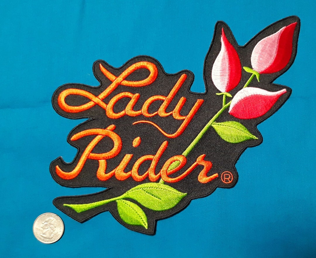 Lady Rider Three Roses Iron on Sew on Embroidered Patch 6 3/8