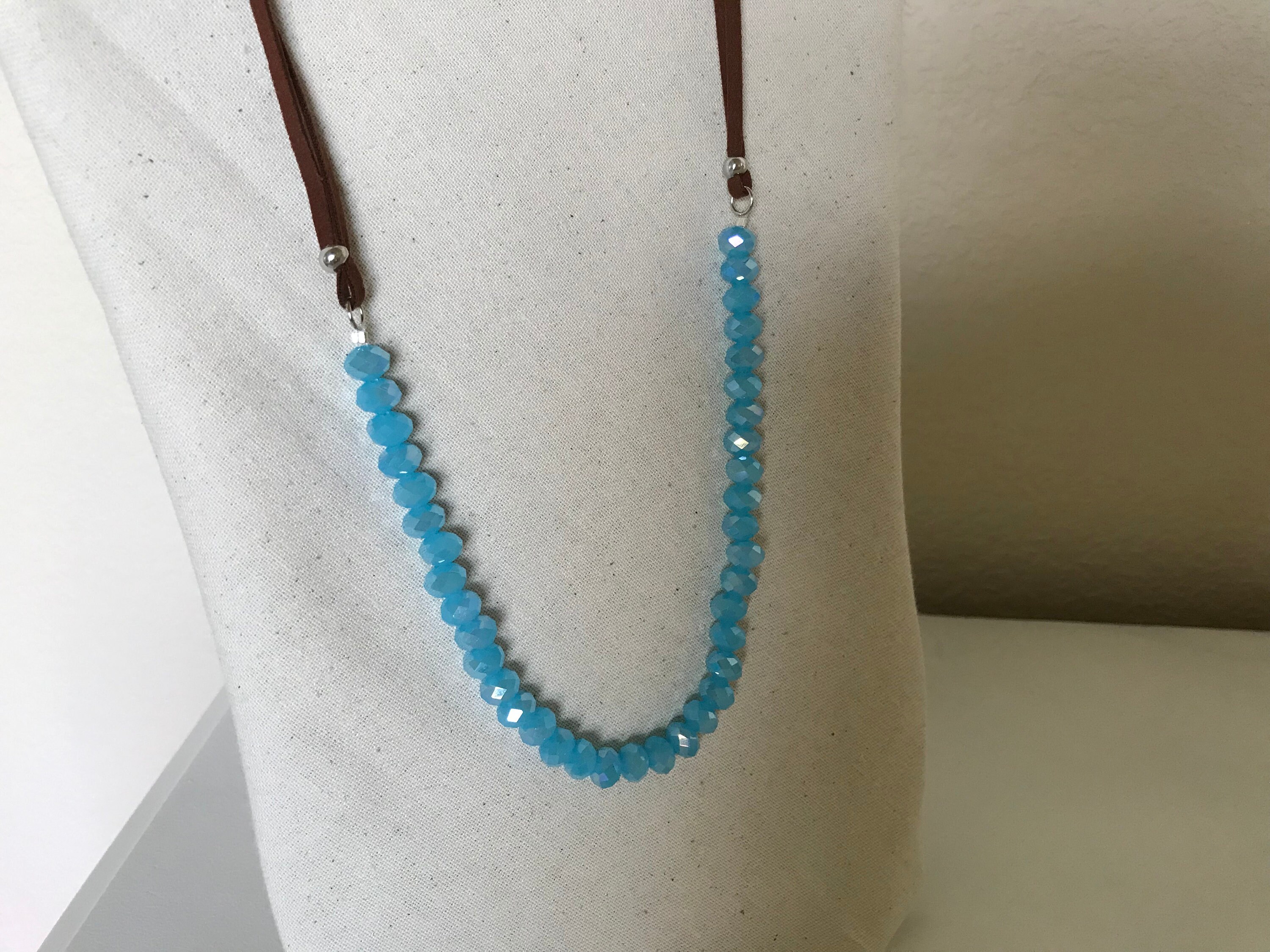 Turquoise faceted bead and faux suede cord necklace Etsy