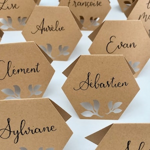 Marque place mariage en kraft (Lot de 30) pour décoration de mariage fait main et écrit à la main