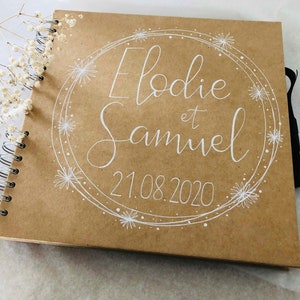 Livre d'or en kraft personnalisé avec prénoms pour mariage