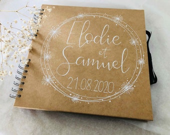 Livre d'or en kraft personnalisé avec prénoms pour mariage