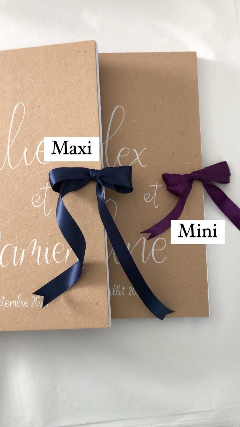 Custom Recycled Kraft Guest Book with Colored Bow and Gold Initials for Handmade Wedding A4 image 9