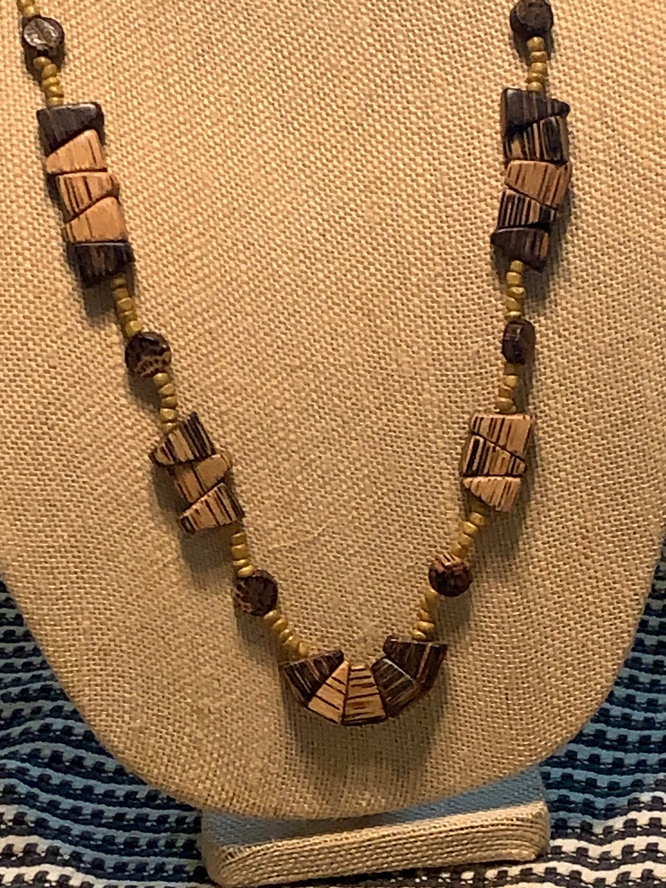 Handcrafted Wood brown, multiple shapes necklace