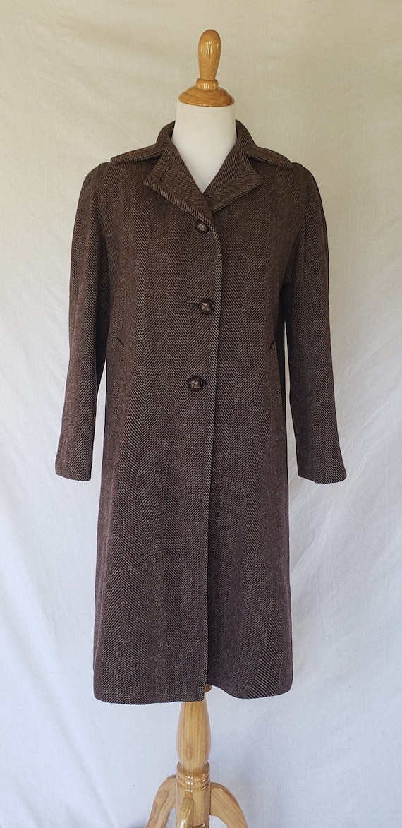 Borwn Wool Tweed 1940s Swing Coat