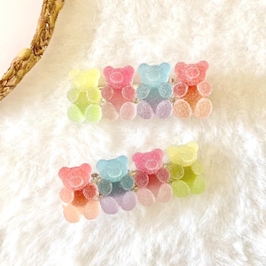 Pasadores para el pelo con forma de osito de goma, pinzas de caramelo de colores (par)