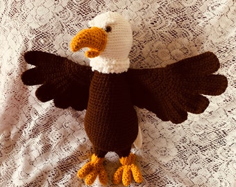 Crochet 16 inch Amigurumi Eagle Pattern. Digital pdf file in English with US terms.