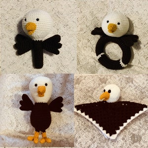 Crochet Eagle Pattern Bundle. Digital pdf files in English with US terms.