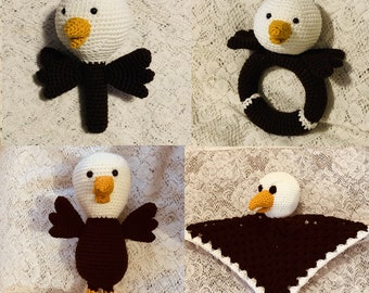 Crochet Eagle Pattern Bundle. Digital pdf files in English with US terms.