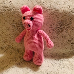 Patrón de cerdo amigurumi de 23 cm. Archivo PDF digital en inglés con términos estadounidenses.