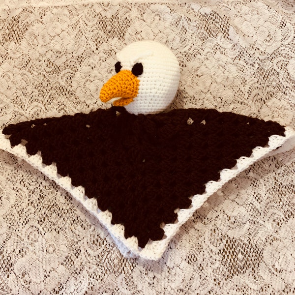 Crochet Eagle Lovey Pattern. Digital pdf file in English with US terms.