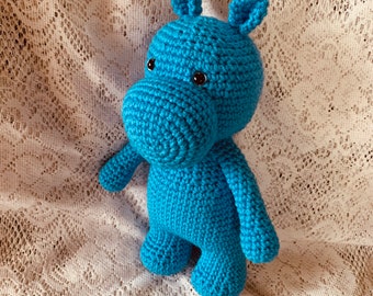 Crochet 9 inch Amigurumi Hippopotamus Pattern. Digital pdf file in English with US terms.